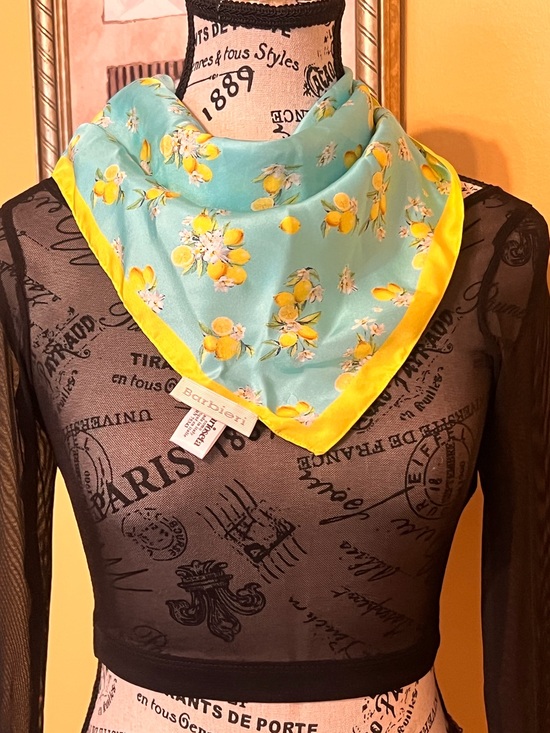 Barbieri Accessories - Barbieri Aqua and Yellow lemonSilk-Feel made Italy Neck Scarf 10X10